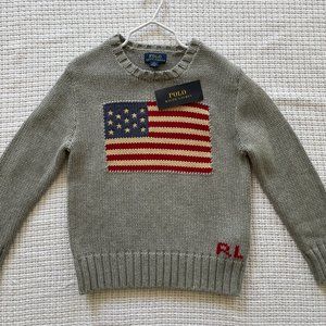 New Polo / Ralph Lauren Girl''s American Flag Cotton Sweater